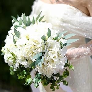 White Hydrangea Artificial Flowers Silk Fake Hydrangeas Faux Hydrangea Flowers