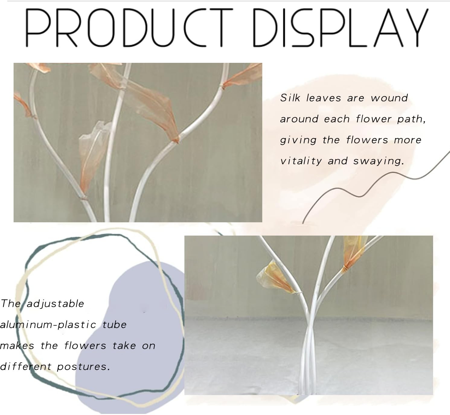 BIEJUJX Artificial Silk Flower Decoration, Large Fake Flower Standing Stems And