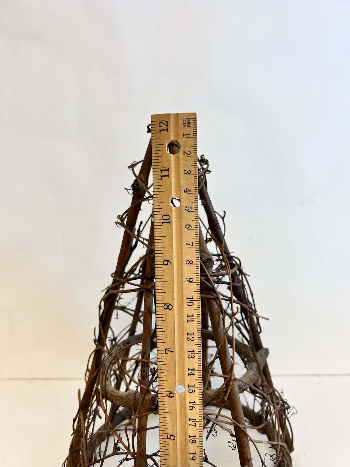Handmade Grapevine Cone Tree Form Rustic Twig Topiary Holiday Decor 11”