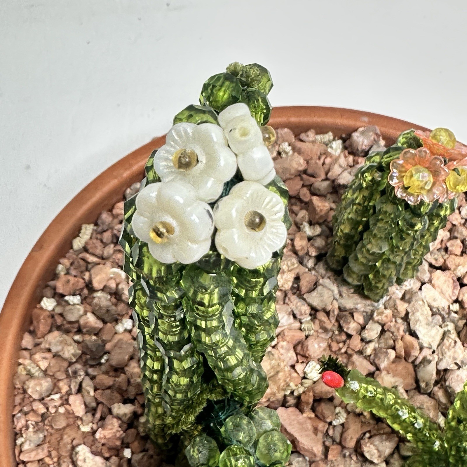Handmade Beaded Flower Cactus Snake Plant Forever Succulents Terracotta Pot A