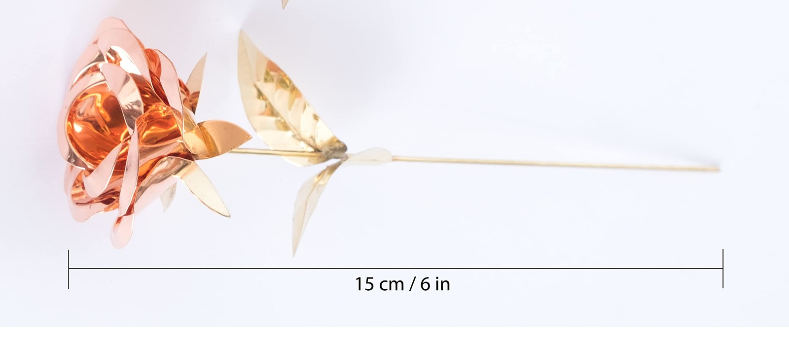 3 PCS 6.5 Inch Golden Metal Rose Hand Forged Copper Sculpture Wedding Decor
