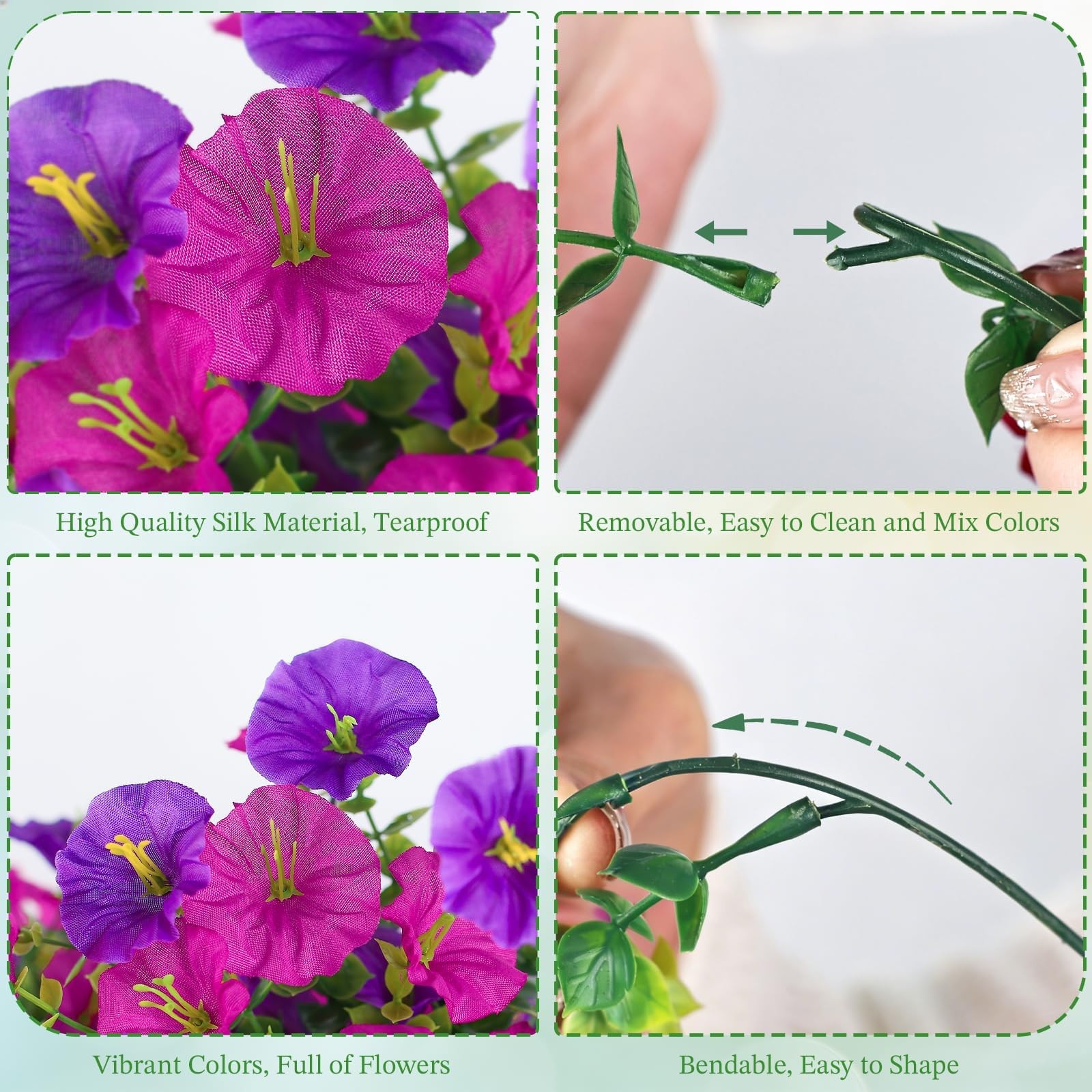 Artificial Flower for Outdoors, 6PCS Fake Artificial Morning Glory Flowers, U…