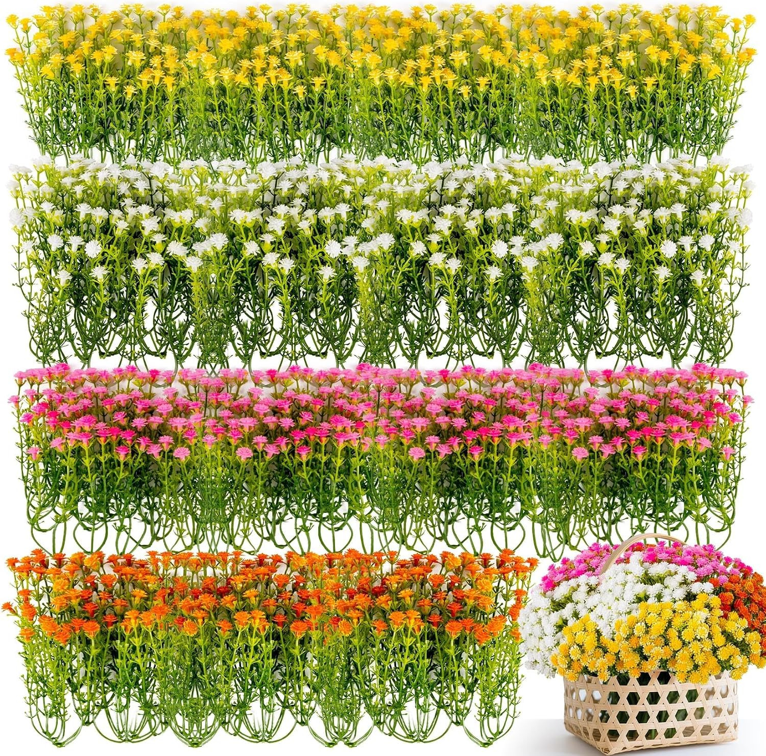 RAINFLOW Baby Breath Flowers Artificial Bulk – 100 Mini Artificial Flowers | Min