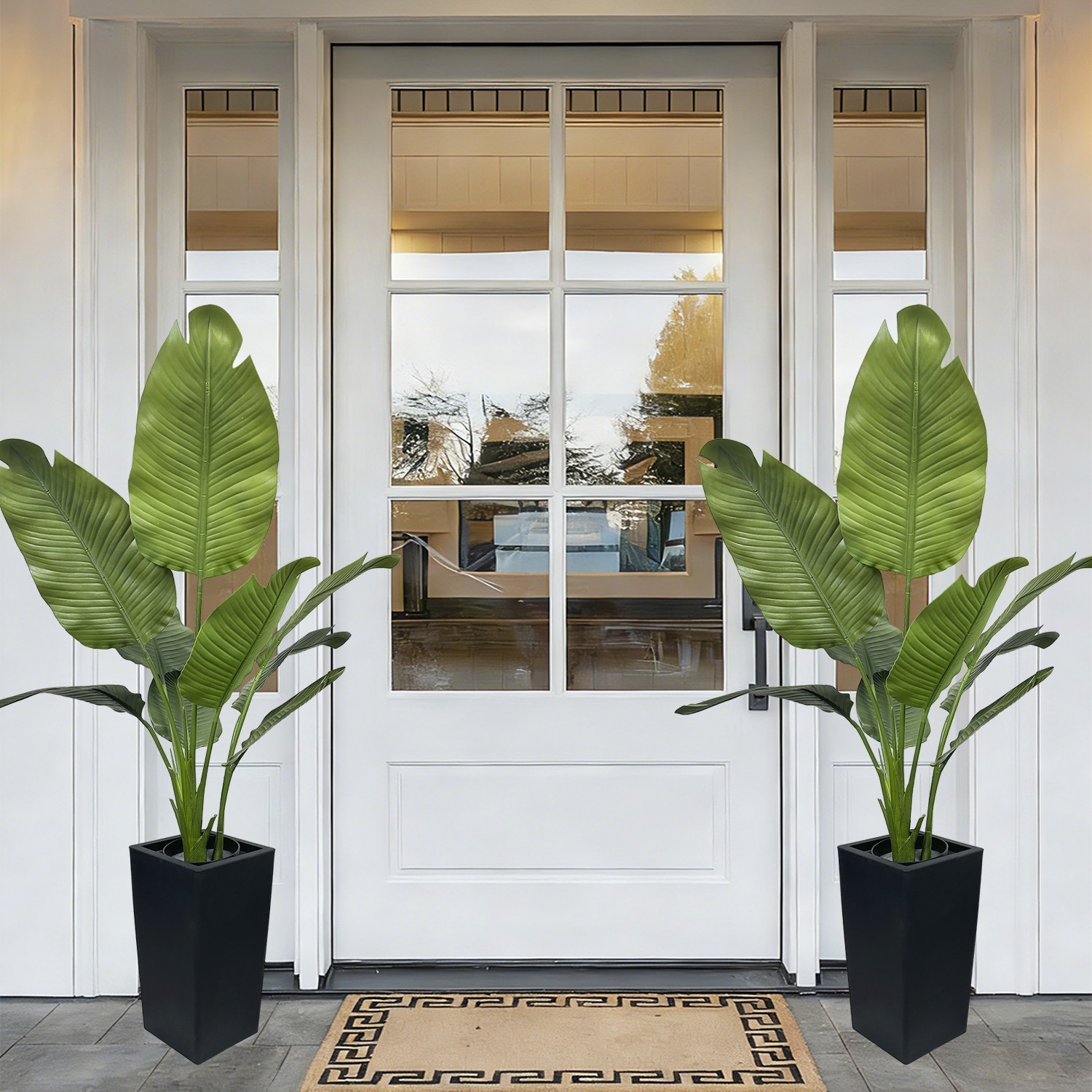 4FT Artificial Ravenna Strelitzia Bird of Paradise Plant with Tall Black Plant