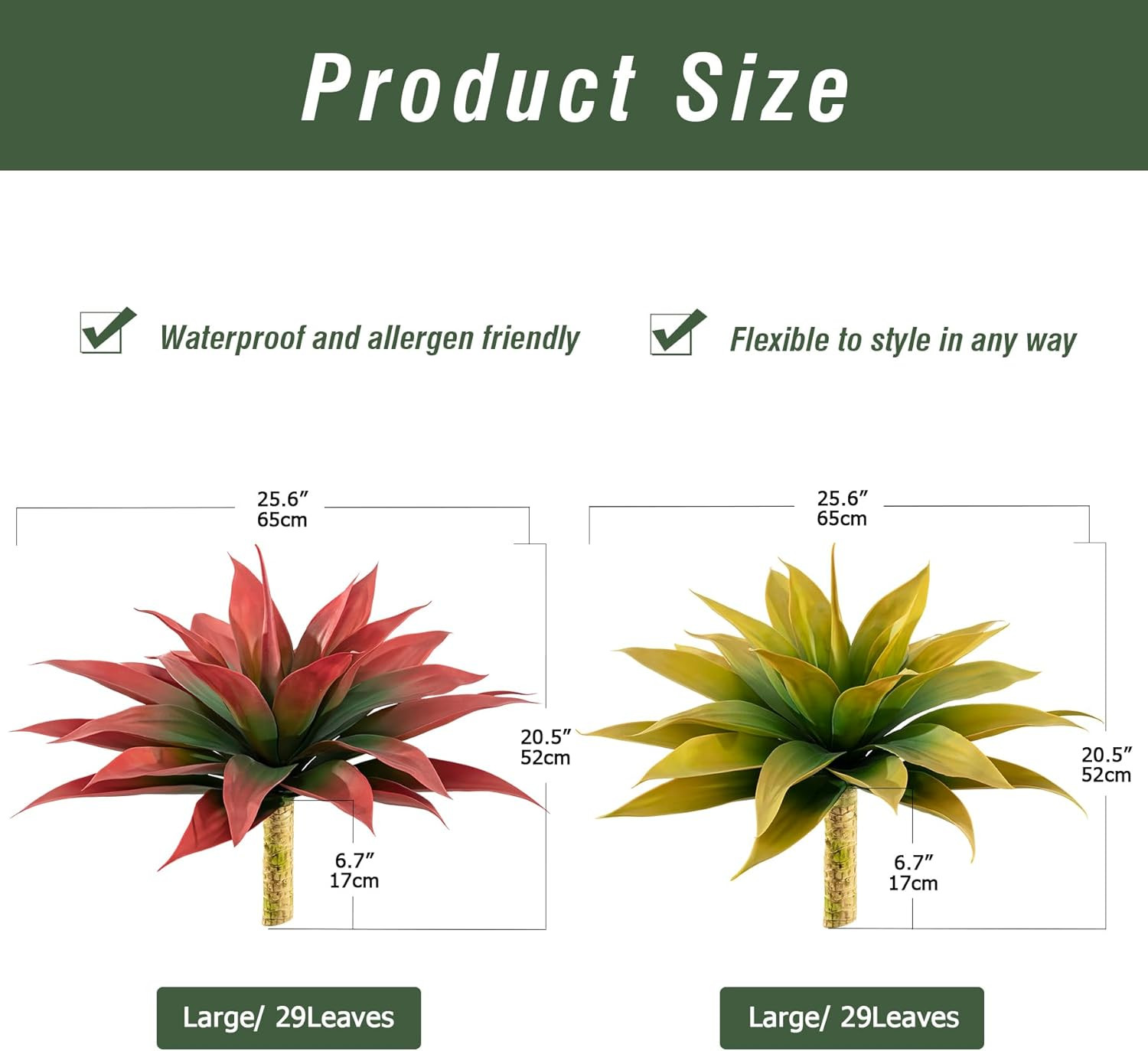 Artificial Agave Plants,Large UV Resistant Fake Agave Planters for Indoor and Ou