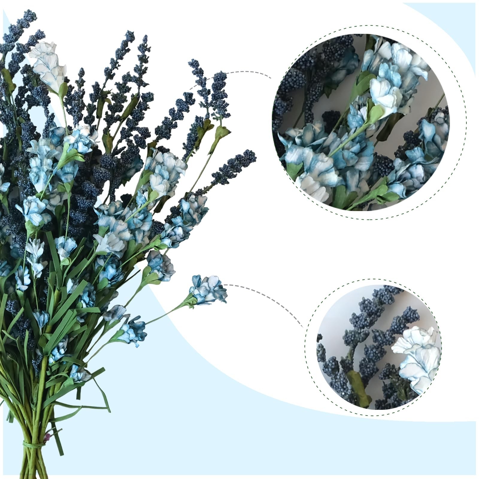 10 PCS Blue Artificial Spring Summer Flowers Vase Bouquet Floral Party Decor
