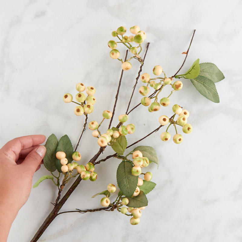 Lot of 2 Cream Artificial Hypericum Berry Floral Spraya
