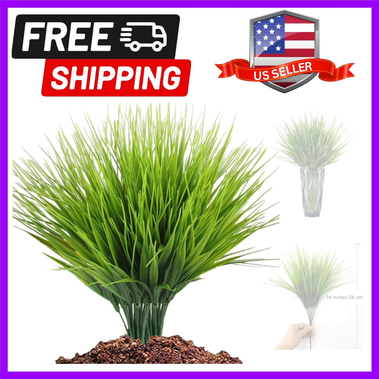 Generous 8 Pack of UV Resistant Faux Grass Plants for Effortless Elegance