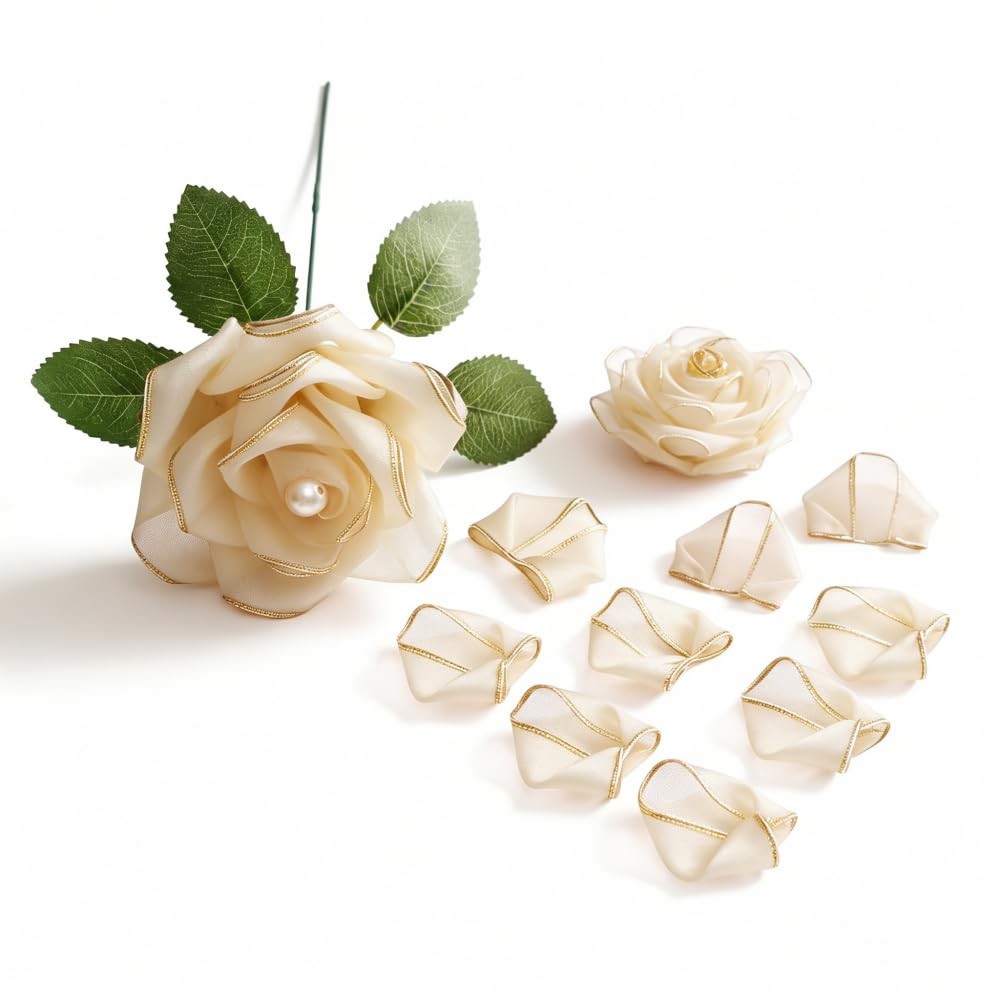300Pcs Pre-Made Organza Rose Petals Pre-Cut Chiffon Petals for DIY Tulle Arti…
