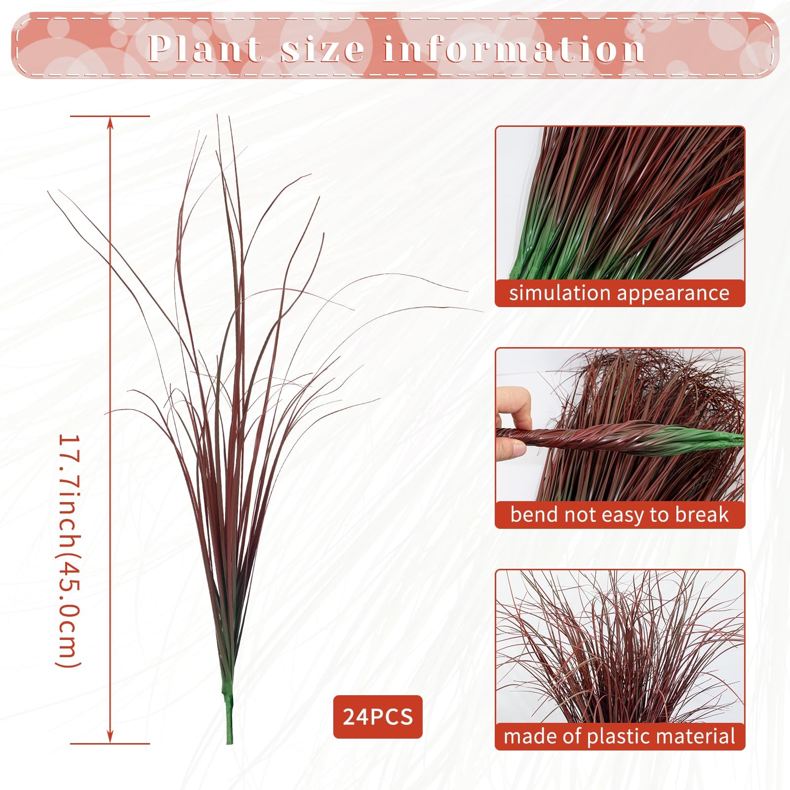 24 Bundles Artificial Grass Plants Outdoor Tall Faux Shrubs Greenery Stems Fa…