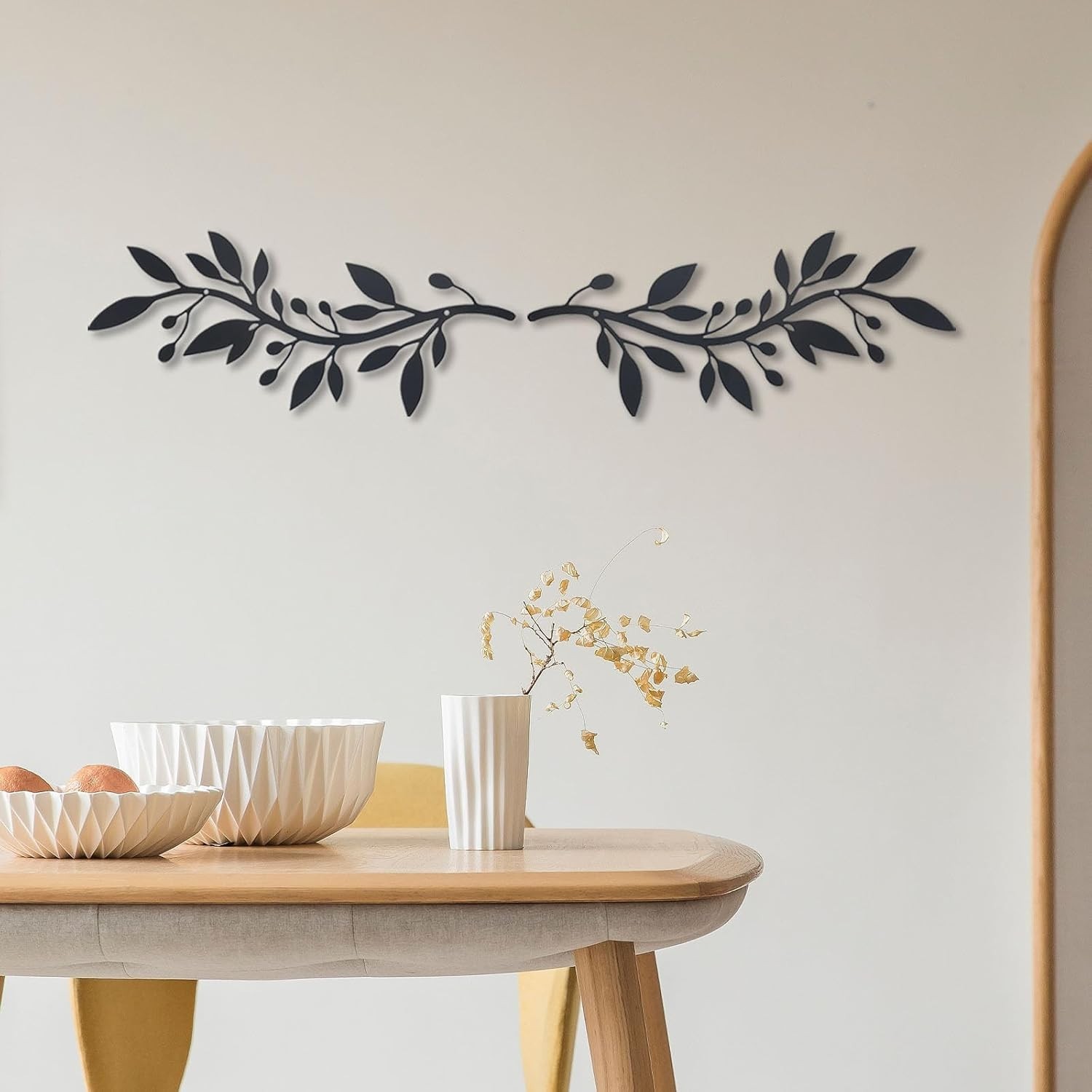2 Pieces Metal Vine Olive Branch Leaf Wall Decor,Tree Leaf Wall Decor for Liv…