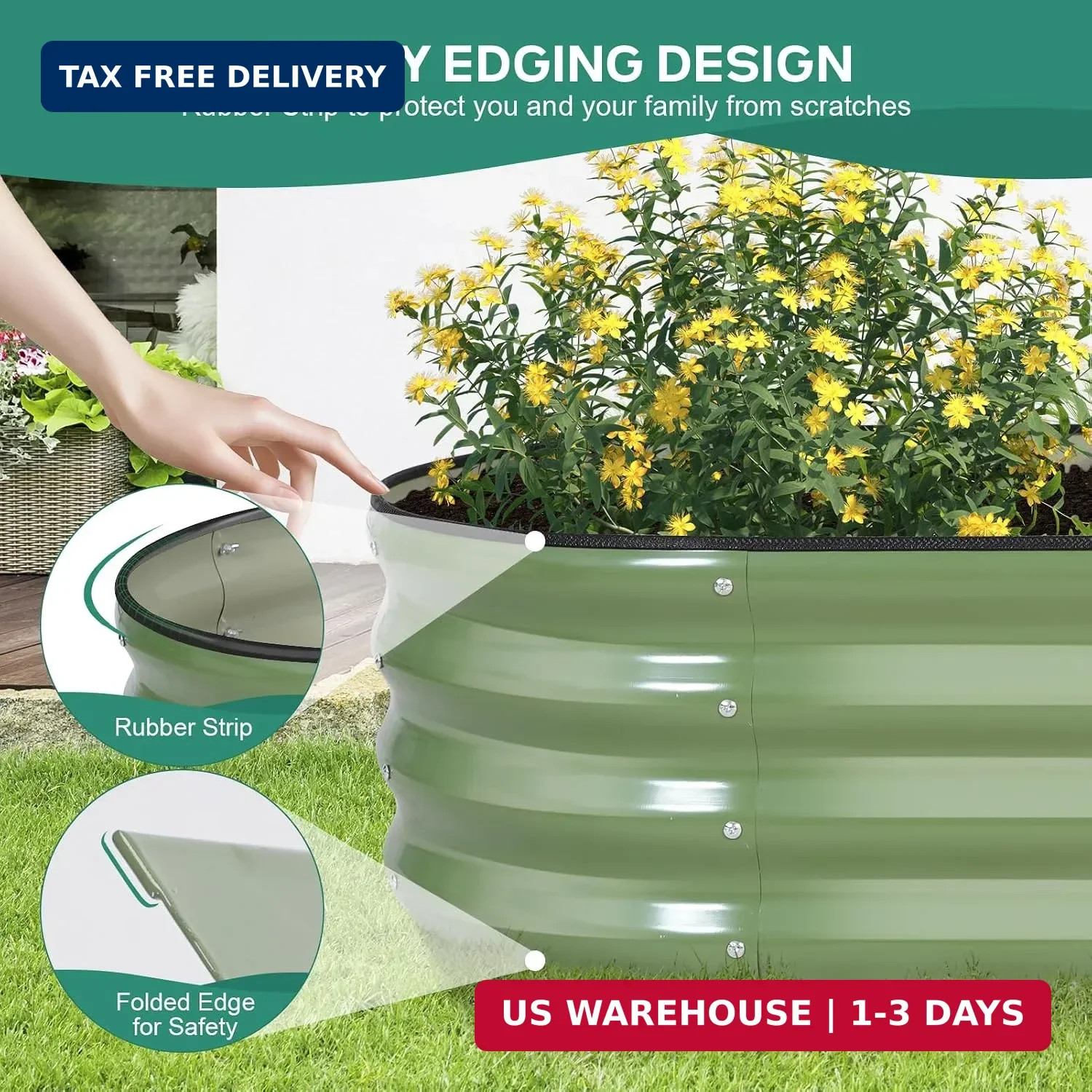 Galvanized Raised Garden Bed – 4×2×1ft (2 Packs) Planter Raised Beds for Gardeni
