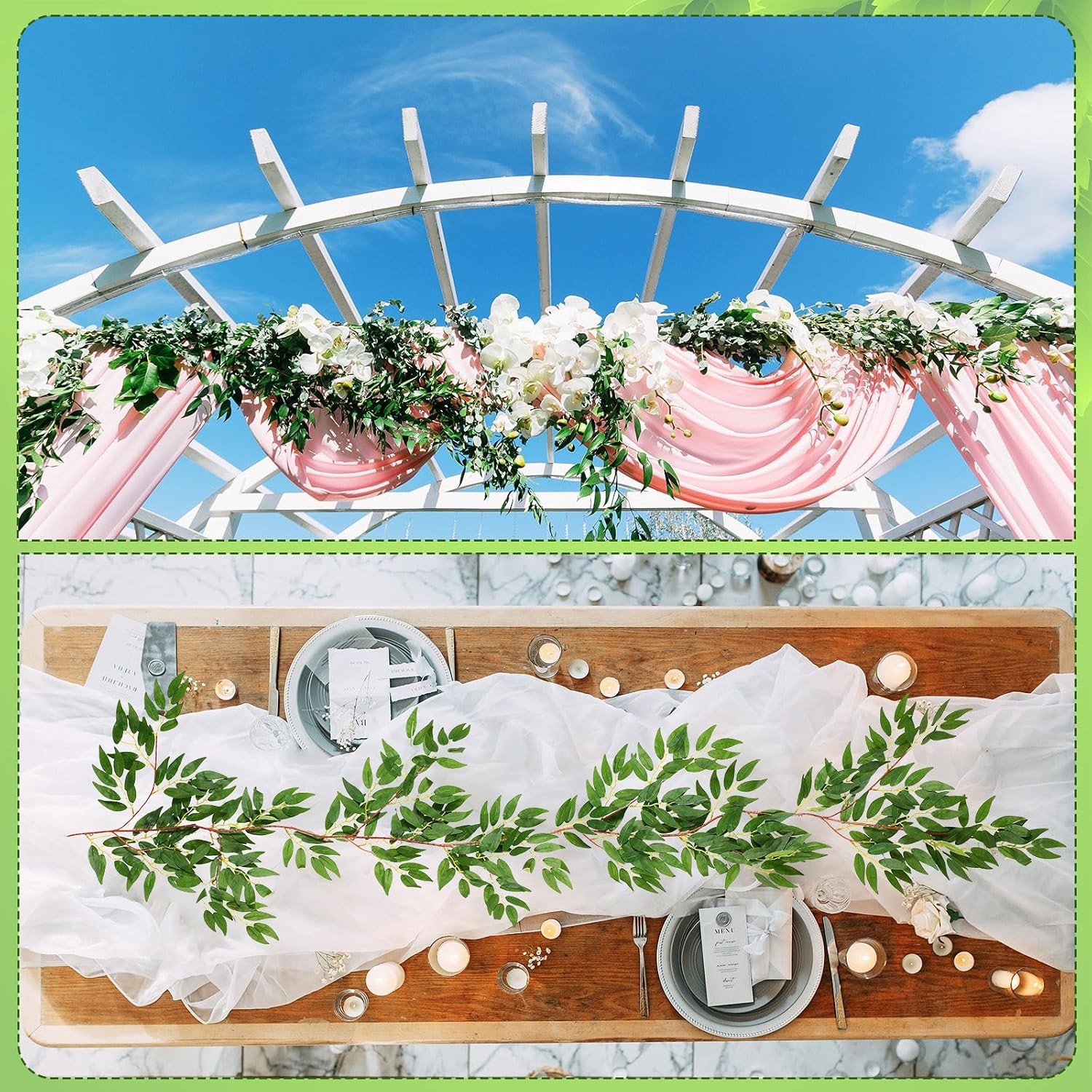 135ft Artificial Faux Greenery Garland Willow Leaves Vines Hanging Willow Vines