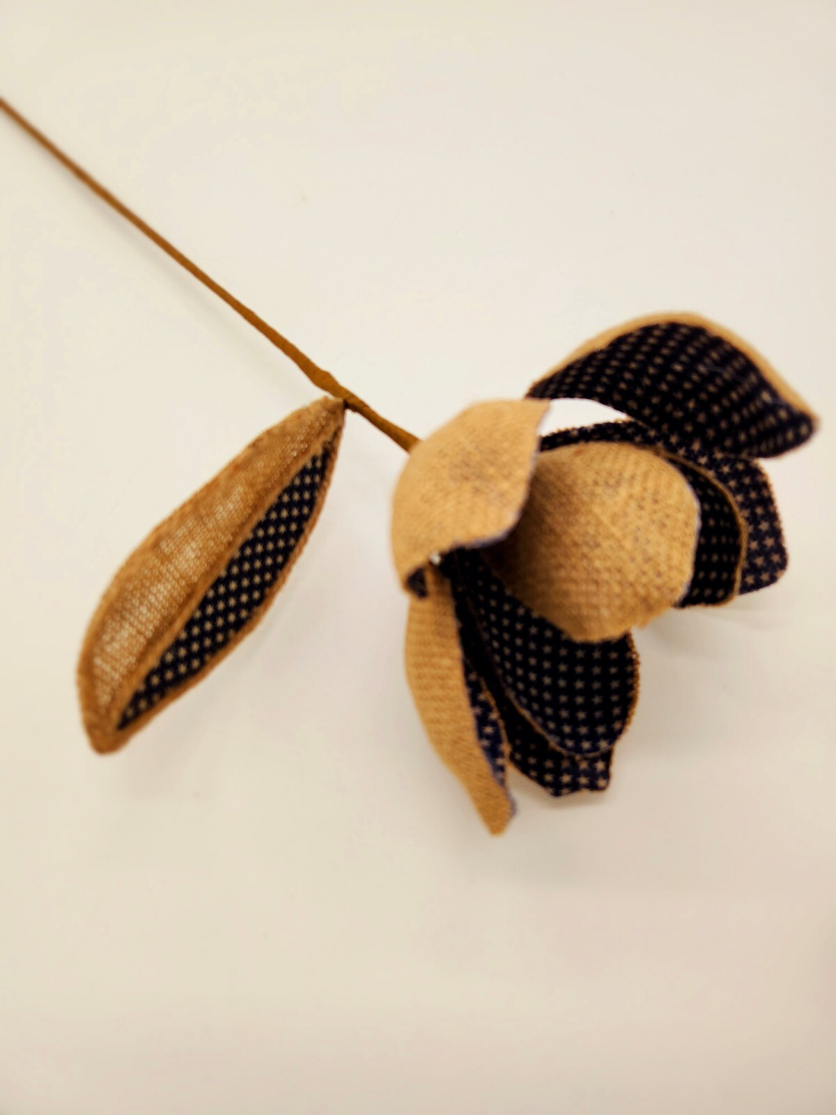Burlap Patriotic Magnolia Flower Pick Spray Home Decor B828-1 Blue, Navy Blue