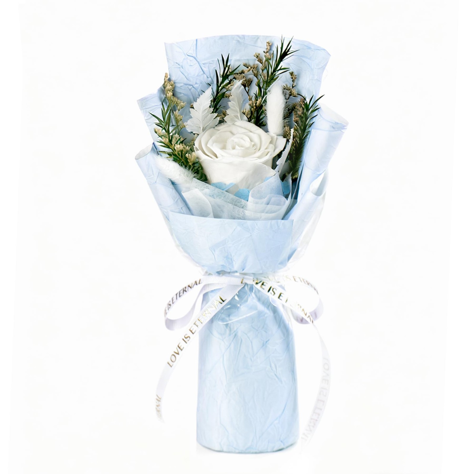 Small Preserved White Rose Bouquet Natural Forever Flowers Arrangement Box