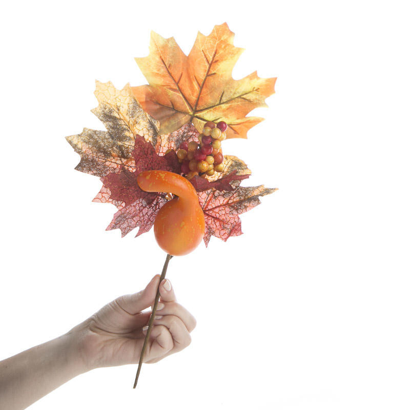 Set of 6 Artificial Fall Maple Leaf & Harvest Gourd 13-1/2″ Floral Sprays