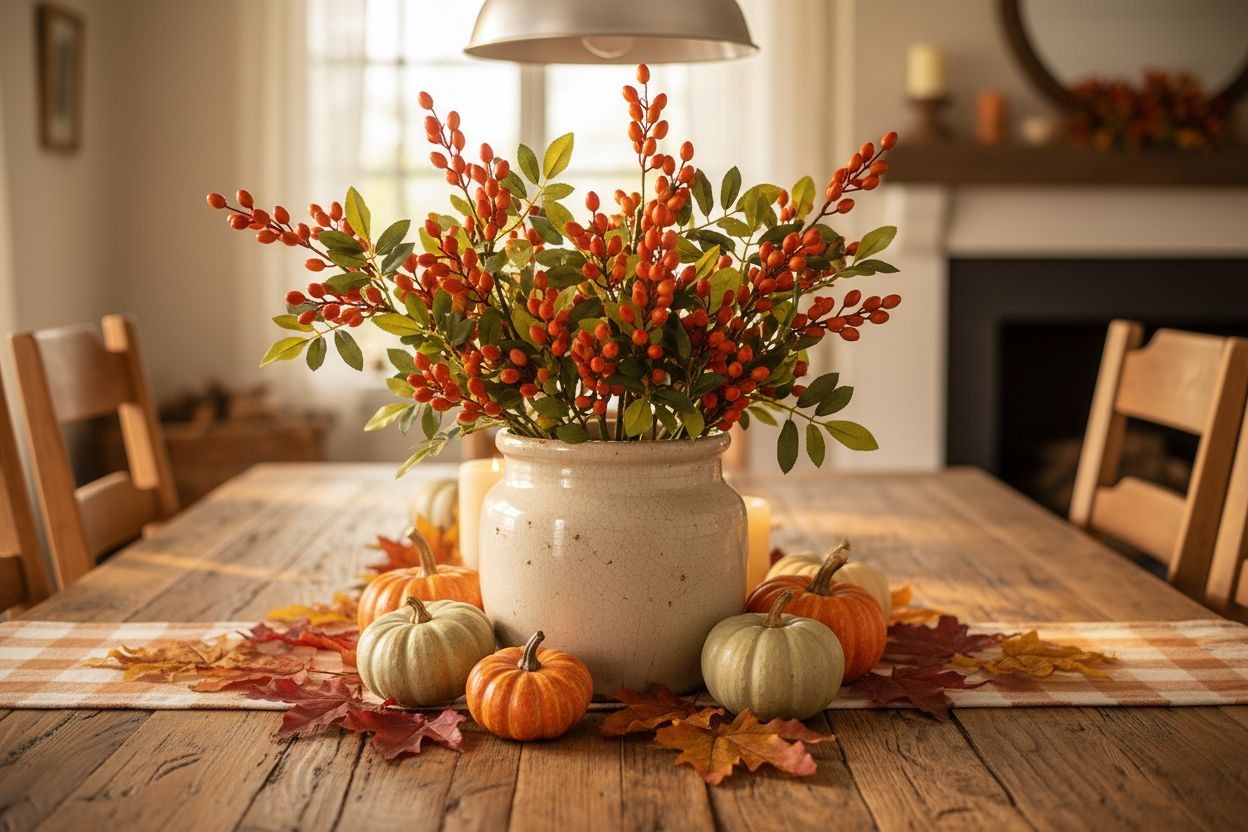 Bittersweet Orange Berry Stem 13.5 Inch Artificial Berry Branch Farmhouse Lodge