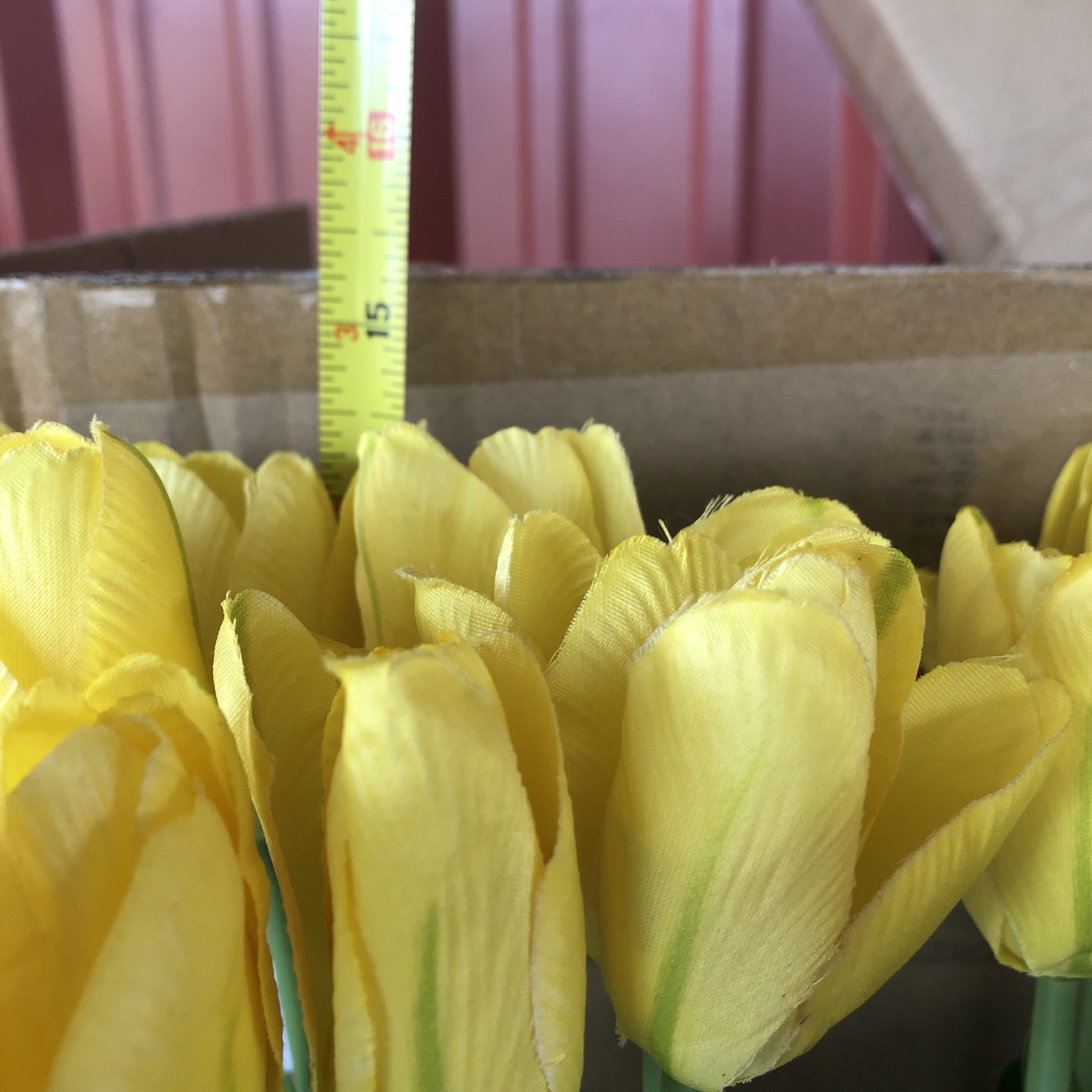 Set of 2 Artificial Yellow Tulip Standing Bunch 14″ Natural Looking NEW!