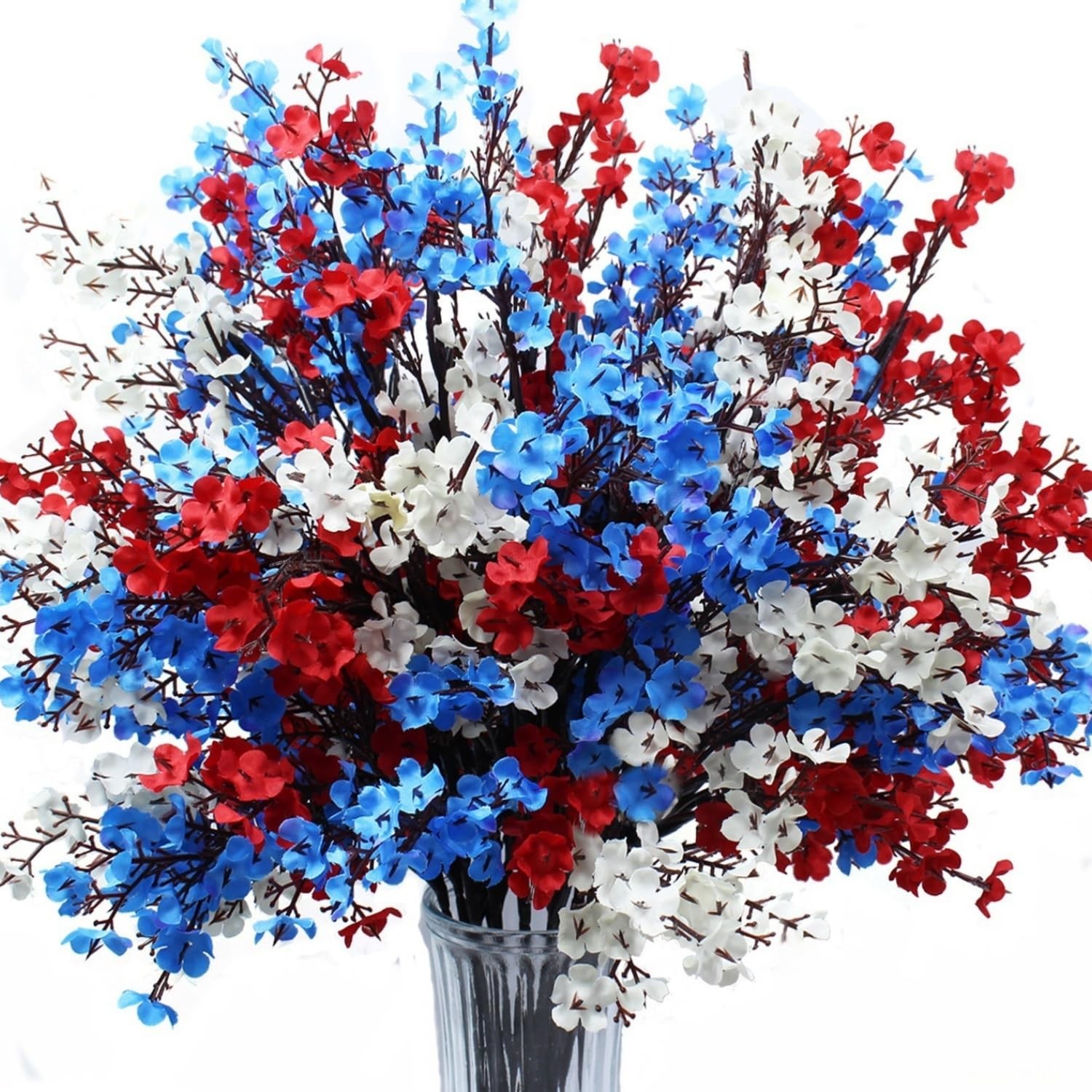 DoubleWood 4 of July Decor Artificial Flowers Indoor, 10PCS Red White and Blu…