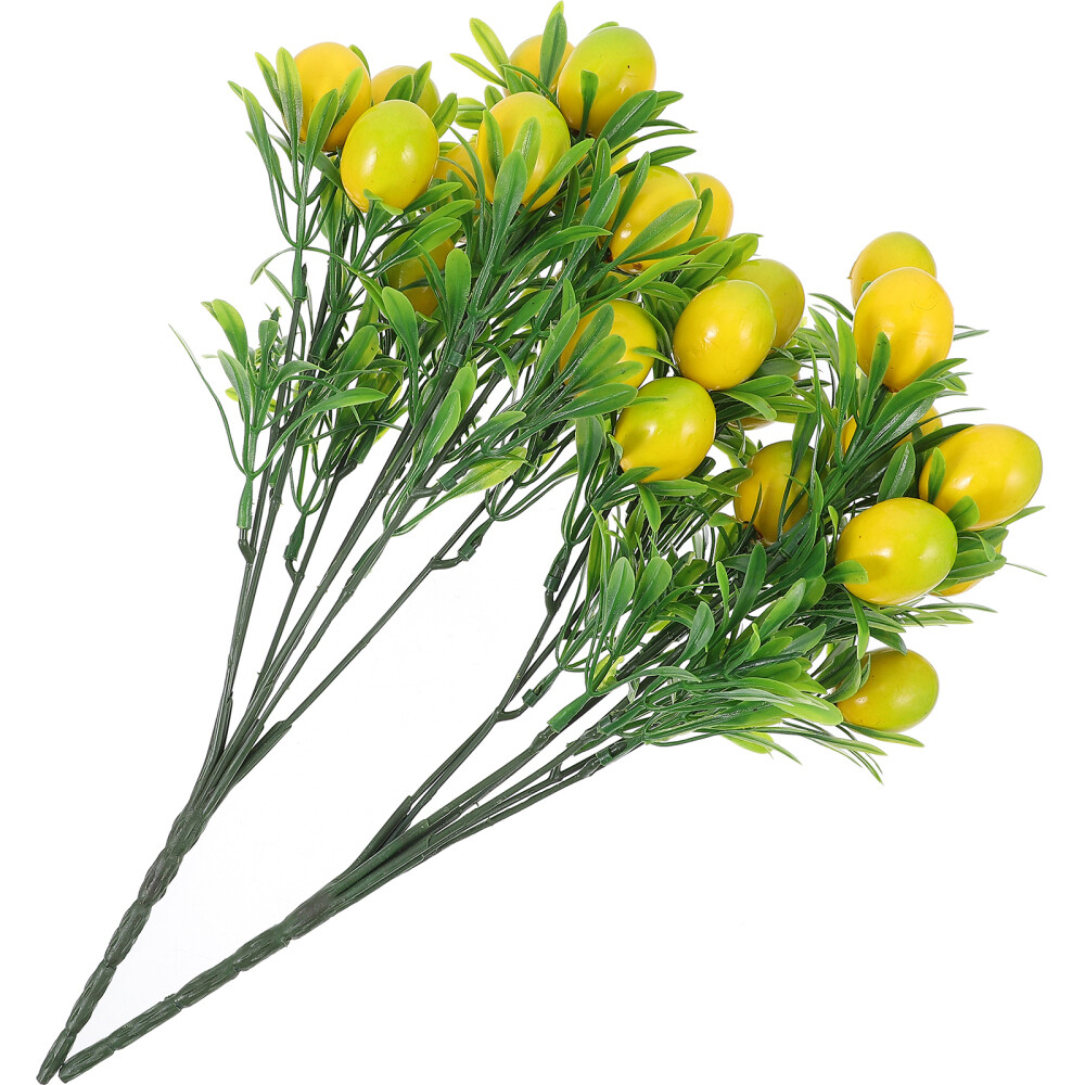 2pcs Fake Lemon Branches Artificial Fruit Branch Lemon Tree Stem Home Decor Gift