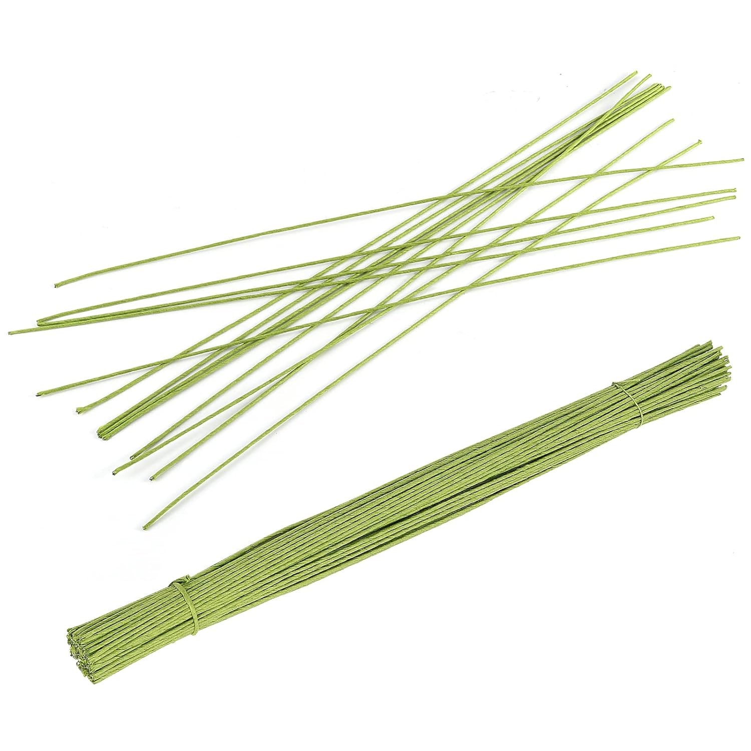 JOIKIT 500 Counts 16 Inch Green Floral Stem Wire, 14 Gauge 2MM Paper Wrapped Cov