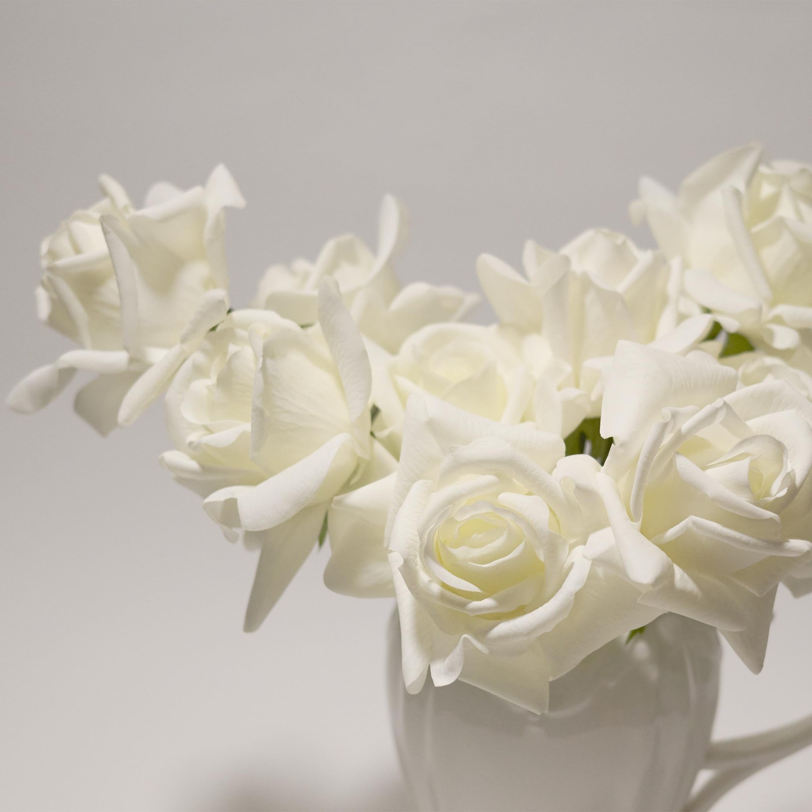 10 PCS Artificial White Roses Real Touch Mini Bouquet Wedding Centerpiece