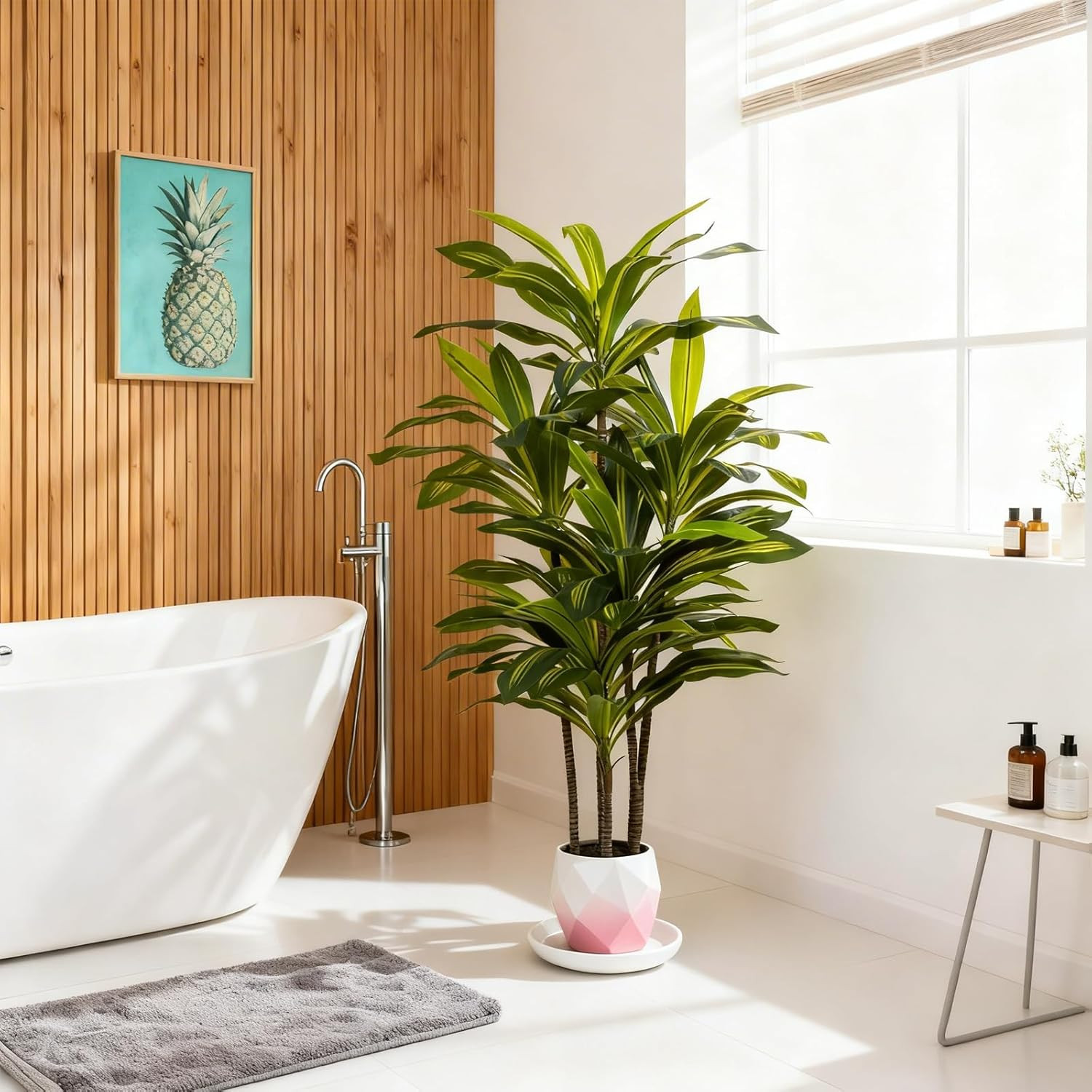 4ft Dracaena Artificial Plant – Large Tropical Indoor Fake Tree with Lifelike Le