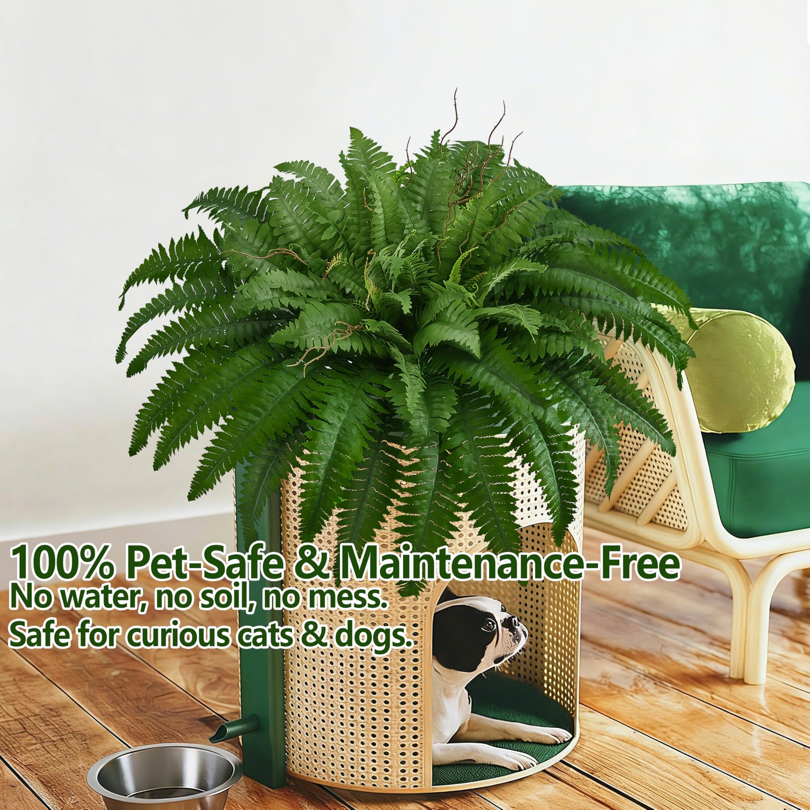 42In Artificial Boston Ferns Bush, Set of 2 Large Faux Ferns Plants, 79 Branc…