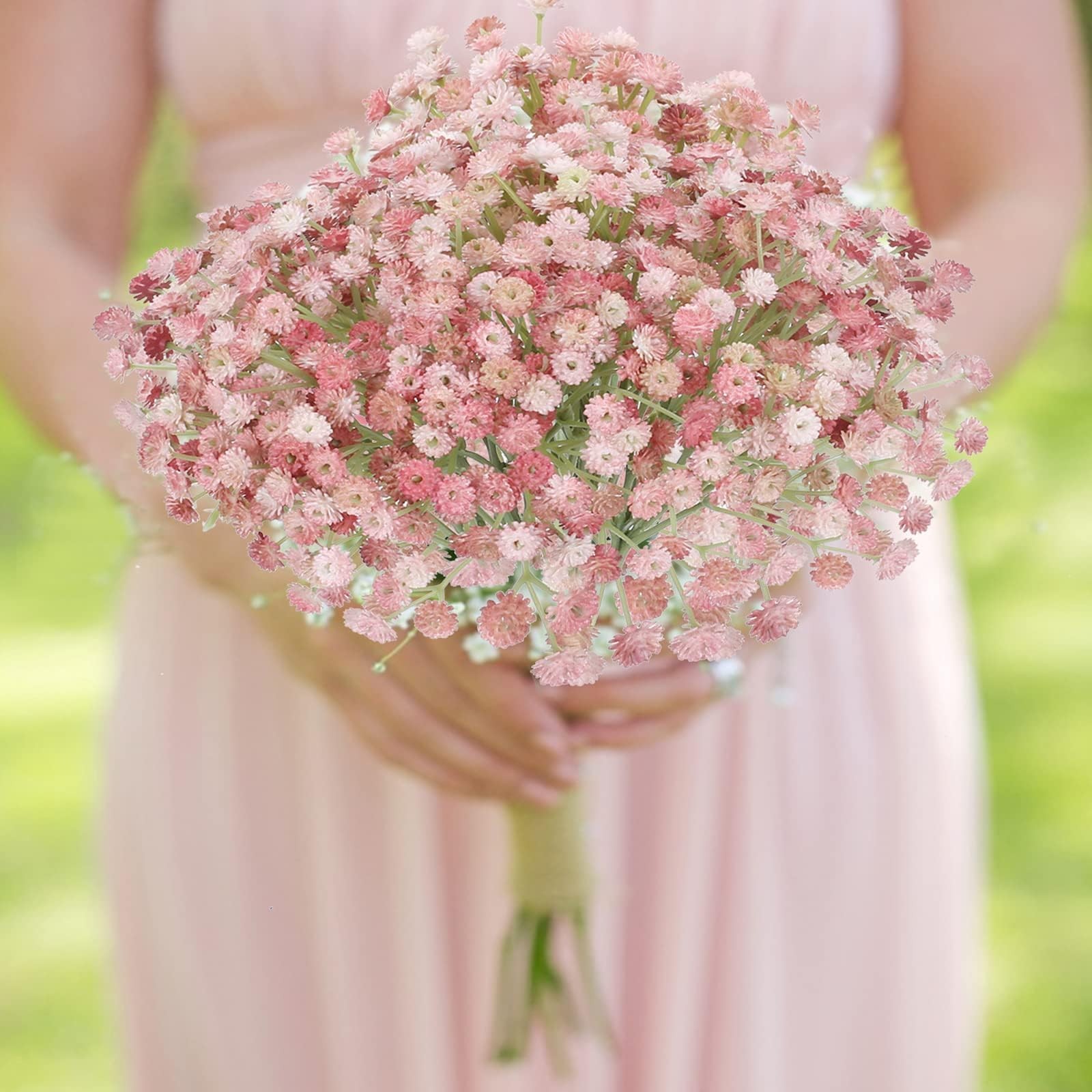 4 PCS Pink Flowers Fake Baby Breath Real Touch Valentines Day Artificial DIY