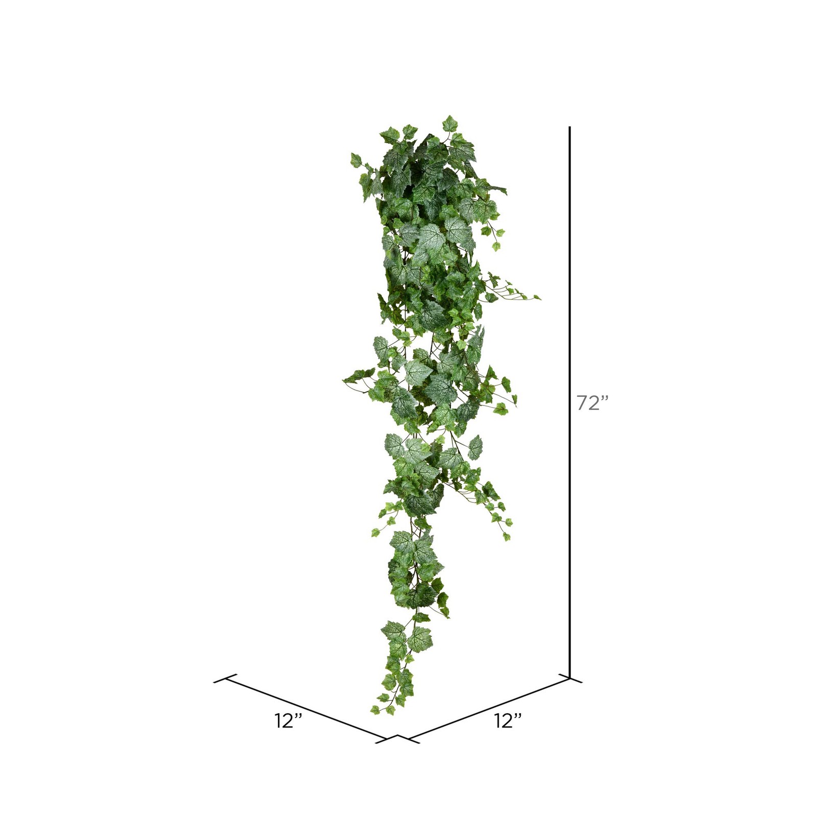 Vickerman 6′ Fabric Artificial Grape Leaf Ivy Hanging Bush in Green/White