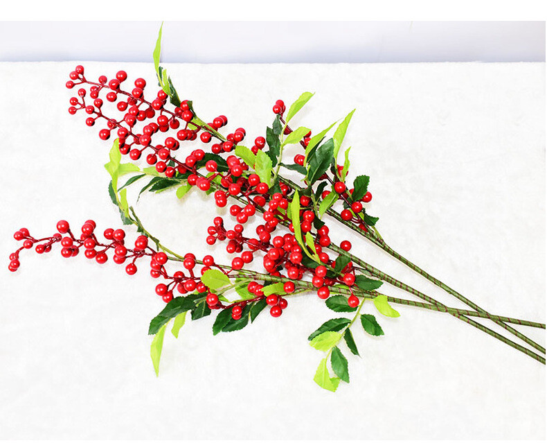 57cm Christmas Red Berry Holly Branch Pine Cone Artificial Flower Xmas Decor NEW