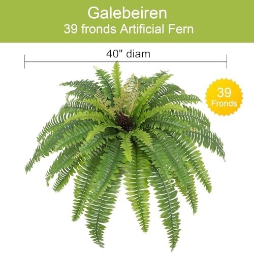 Artificial Ferns for Outdoors & Indoors, 40in Large Faux Ferns 39 Fronds Fake Bo