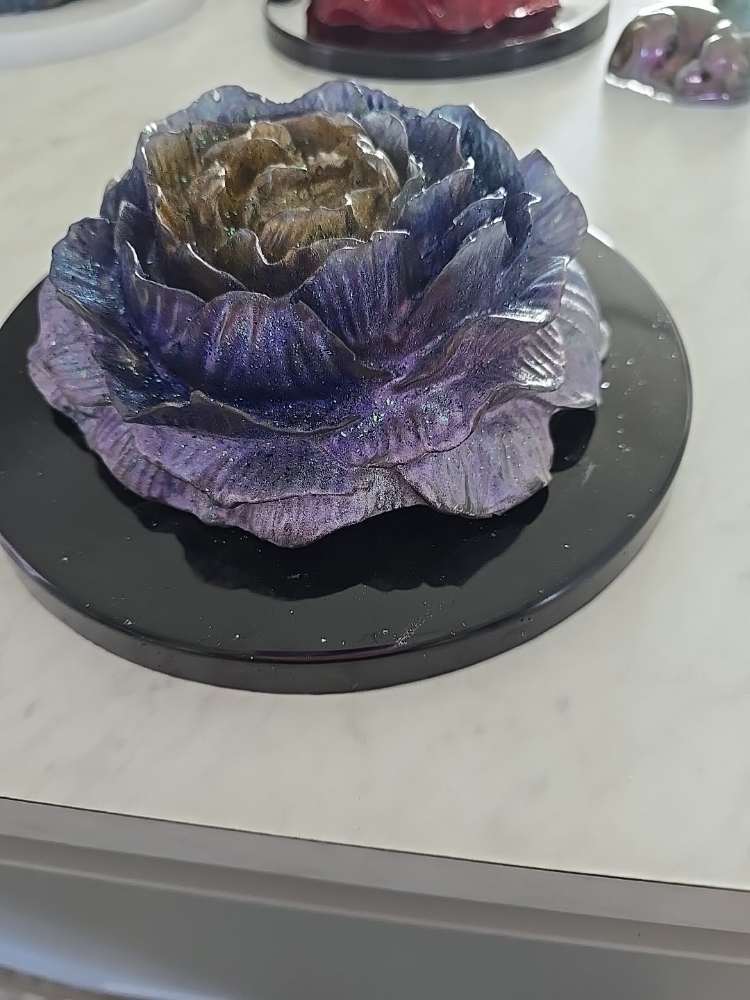 Handmade Resin Flower Purple Gold Blue Decoration Gift. 600