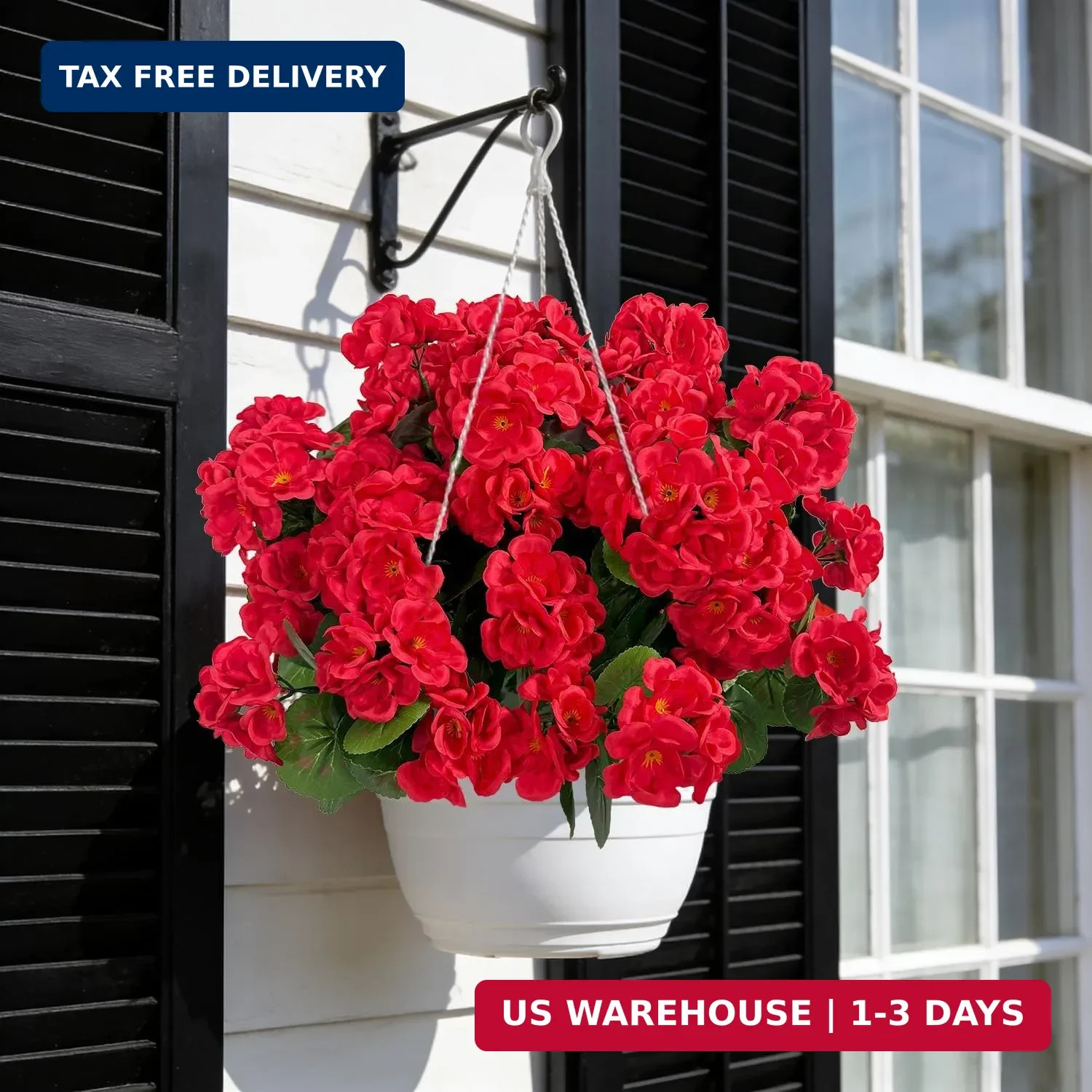 Ouddy Decor Artificial Geranium Flowers for Outdoors, Fake Silk Flowers UV Resis