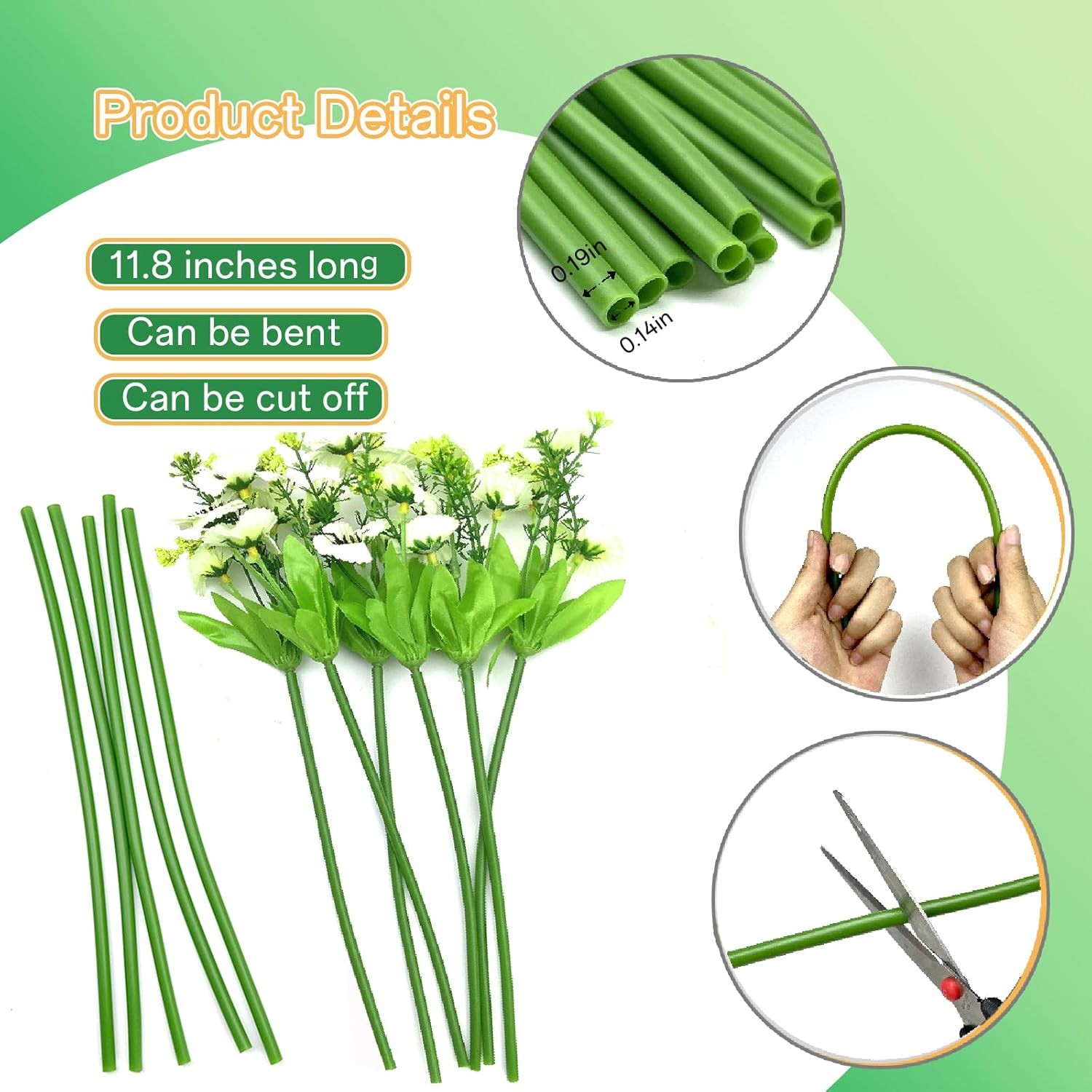 Green tubular flower stems wrap used to thicken artificial flower stems DIY