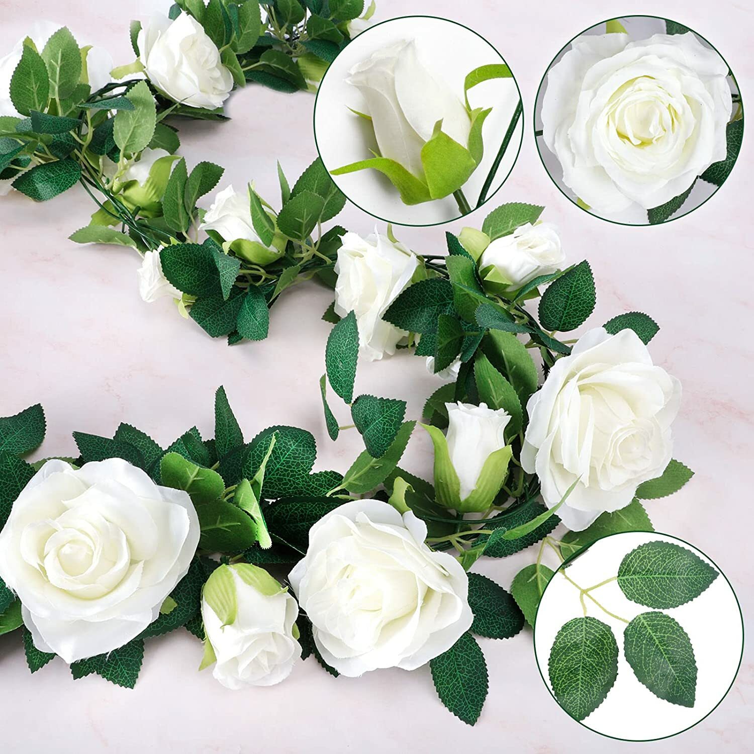 1/2/3x Fake Flower Vines Artificial Silk Rose Garland Wedding Party Decor 7.5FT