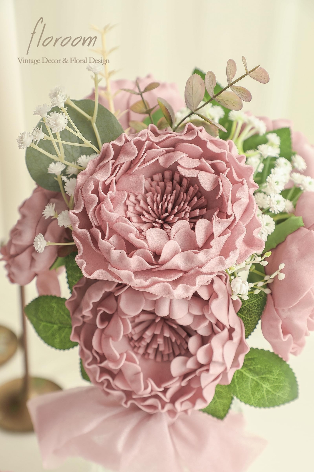 Artificial Flowers 16pcs 4″ Dusty Rose Blooming Peonies Real Looking Foam Fak…