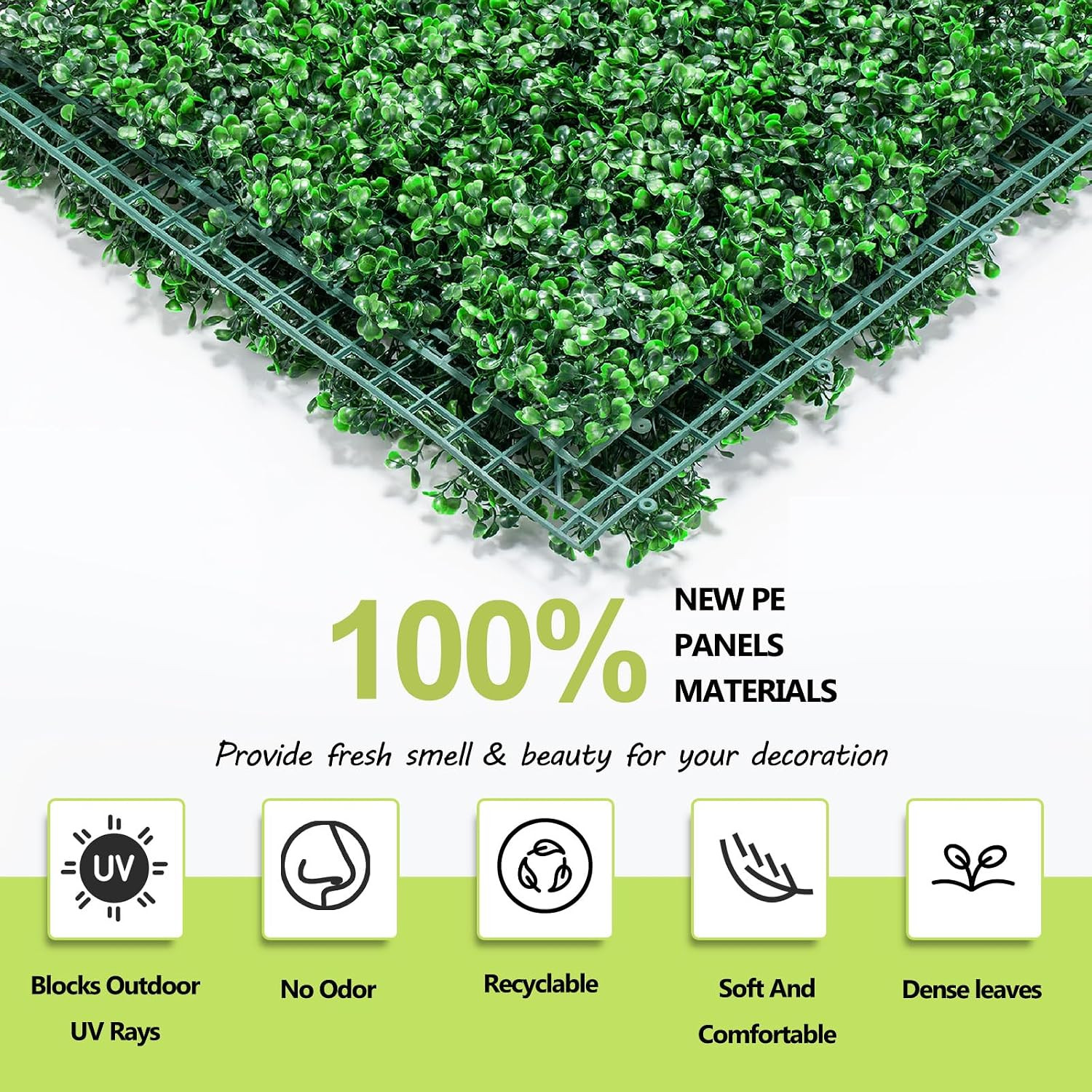 AOKIIE 10″x10″ 12Pcs Artificial Grass Wall UV-Anti Boxwood for Outdoor | 8.4sqft