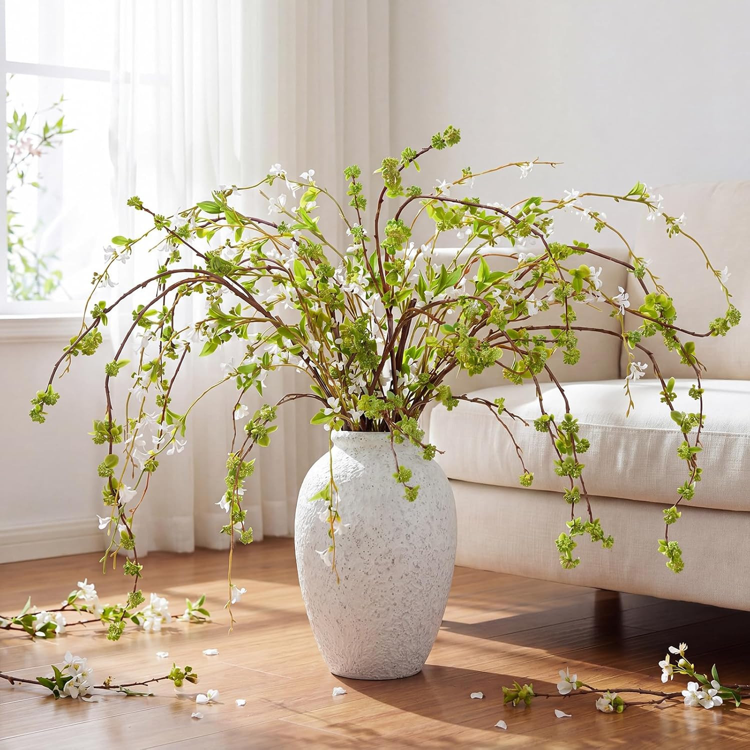 6 Pcs White Blossom Faux Branches for Home, Office, Wedding Decor