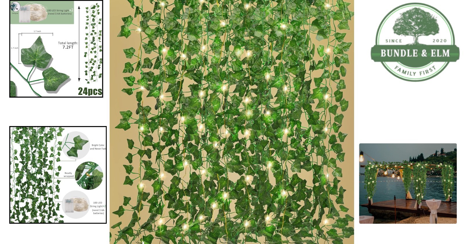 Hanging Ivy Garland with 200 LED Lights for Indoor and Outdoor Decoration