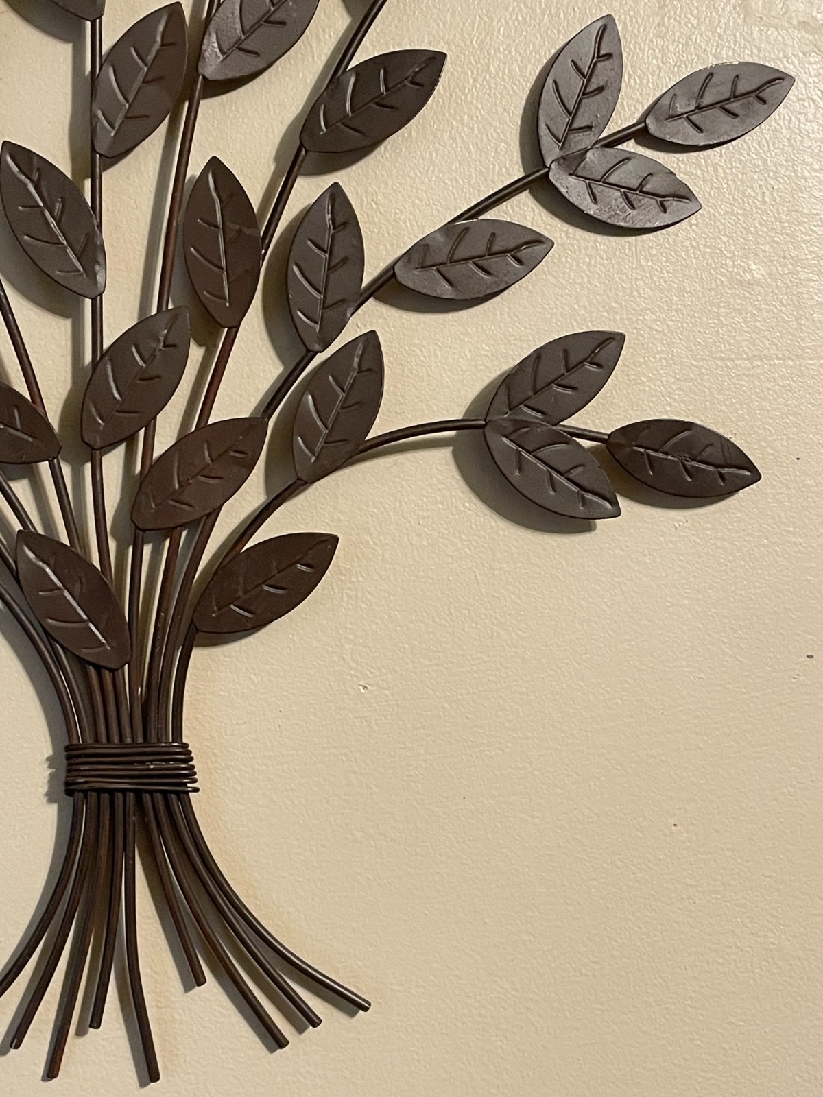 Brown Metal Tree Branch Wall Hanging Art 26″ Square Leaf Nature Decor Large
