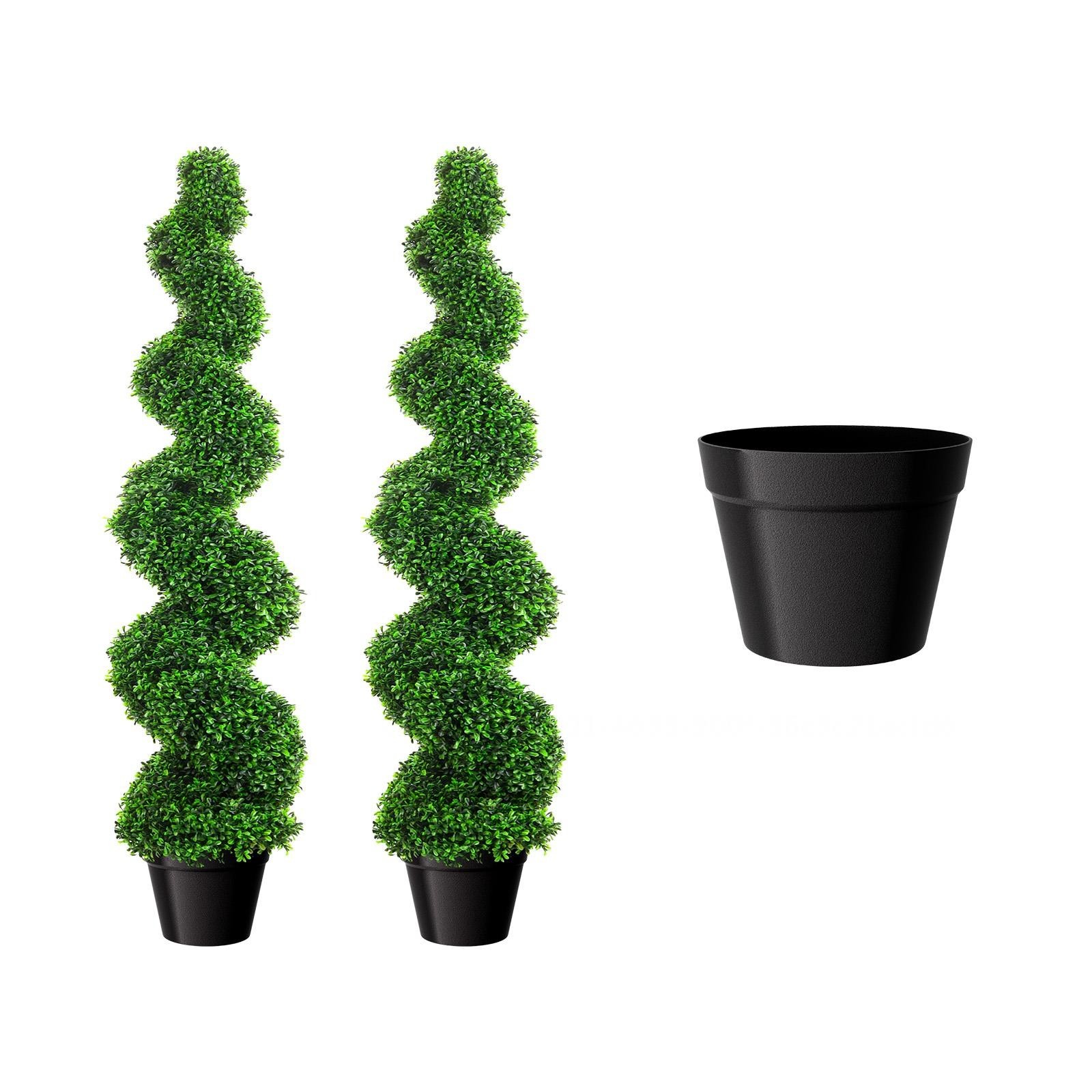2 Pack 3.28FT Artificial Spiral Topiary Trees UV Resistant Faux Boxwood Plants