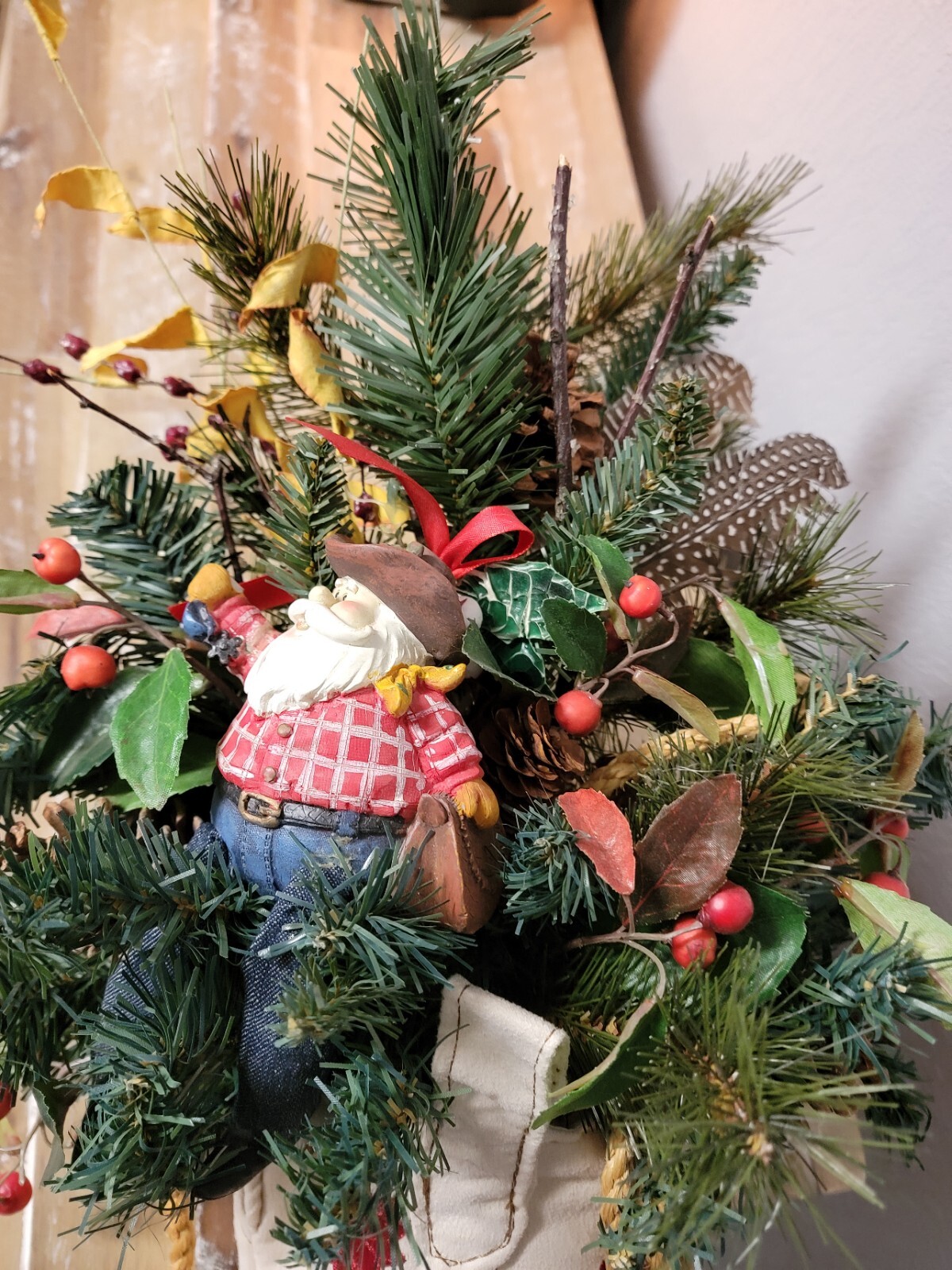 Western Cowboy Boot Christmas Tree Pine Tree Santa Holiday Arrangement Farmhouse