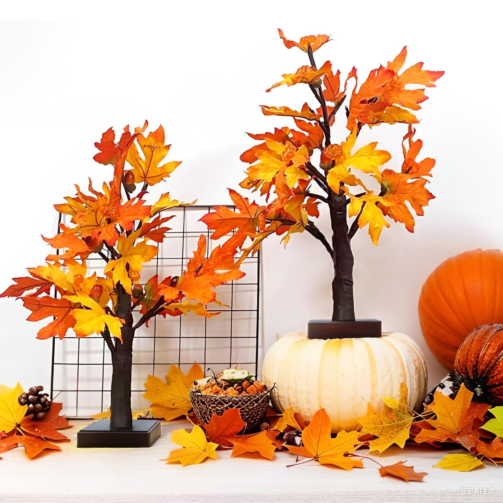 Fall Decorations Artificial Fall Lighted Maple Tree,Total 48 Battery/USB Oper…