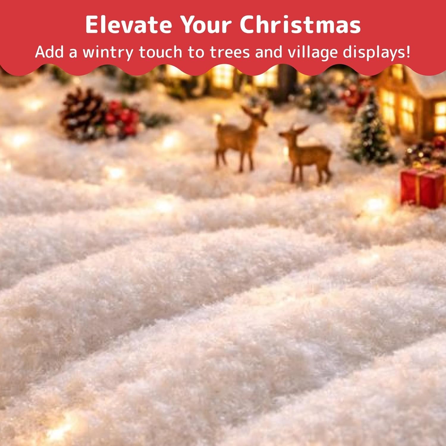 Large 94.5″ x 31.5″ Flame-Retardant Artificial Snow Blanket for Holiday Decor