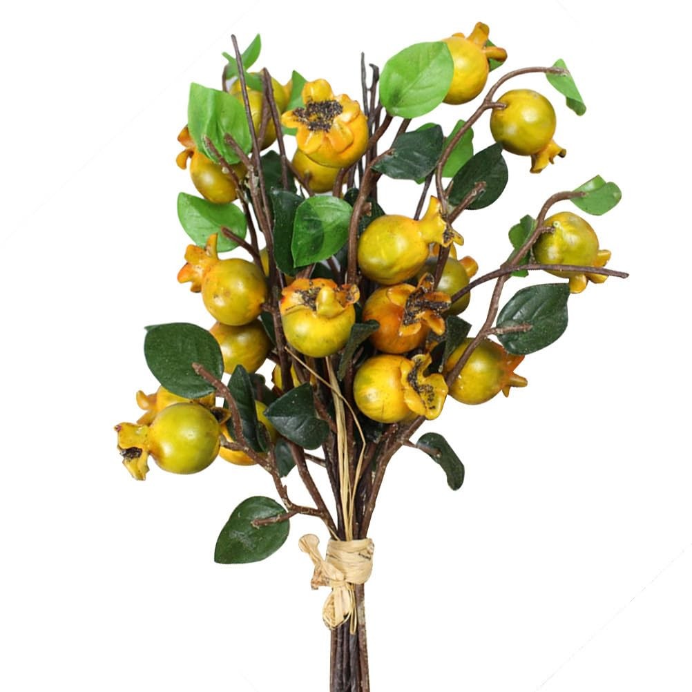 Group of 5 Artificial Yellow Rosehip Berries and Pomegranate Fruit Stems for …