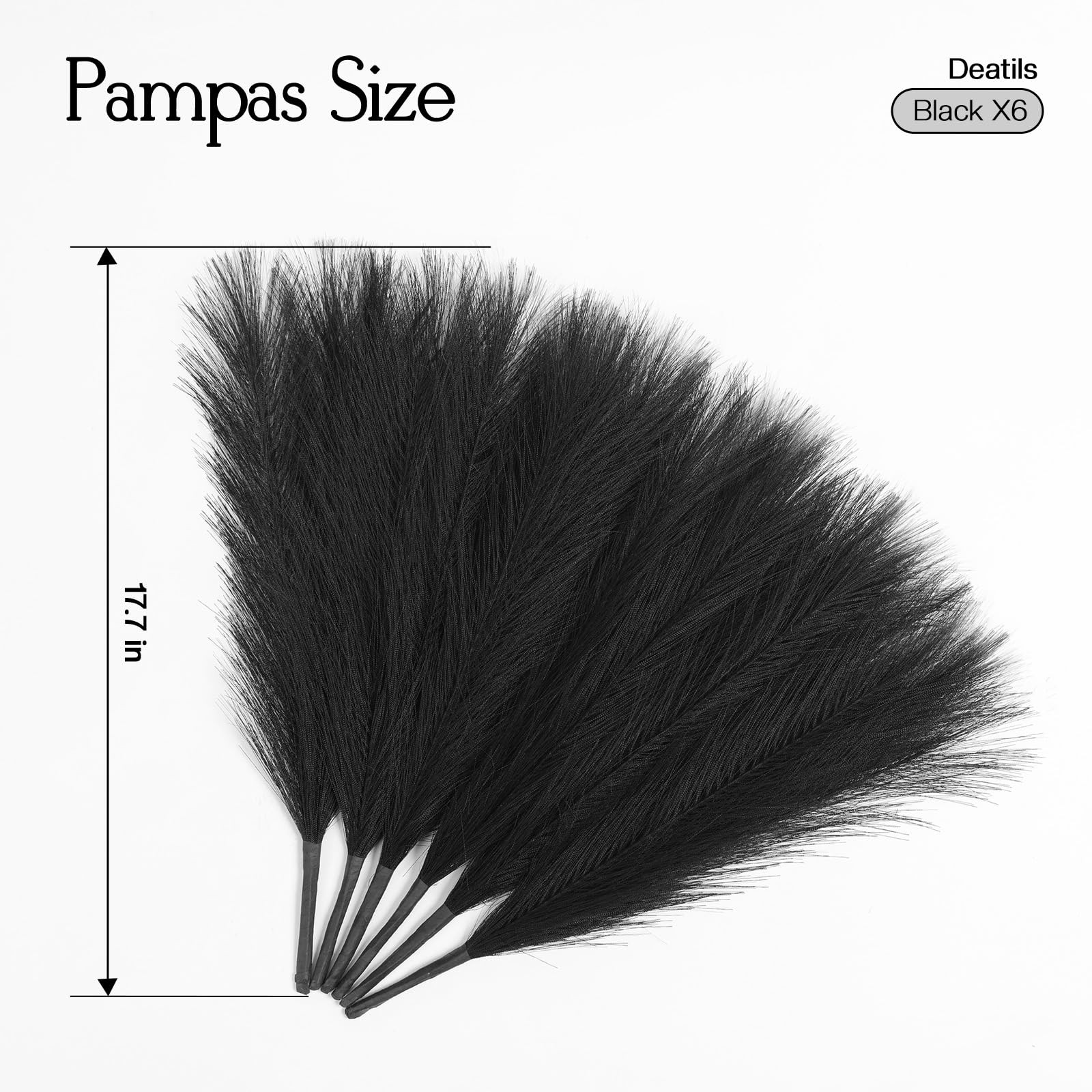 Faux Pampas Grass Decor 17.7 Inch 6pcs, Artificial Pampas Grass Fluffy Home D…