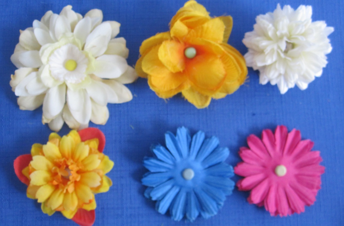 #4 Lot-49 Medium Layers Used Silk Flower Petals .75-3.5″ Brads Multiple Colors