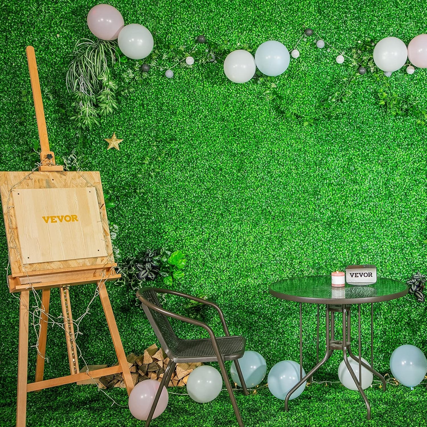Artificial Boxwood Panel 24pcs 20 x 20 in Green Fake Grass Wall | 1.6 in Sun