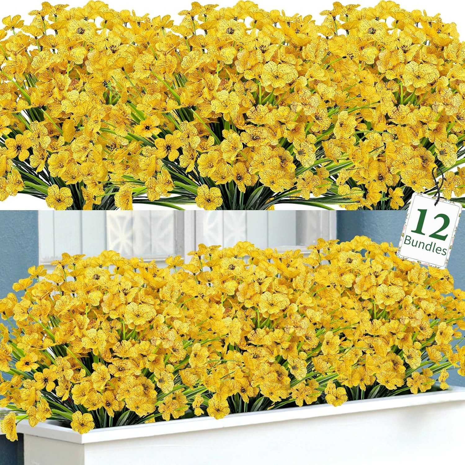 12 Bundles Artificial Flowers for Decorations Fake Silk Plants for Outdoor In…